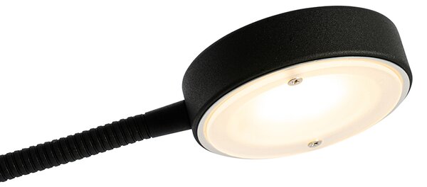 Lampada da terra nera con LED e dimmer con luce di lettura - Kelso