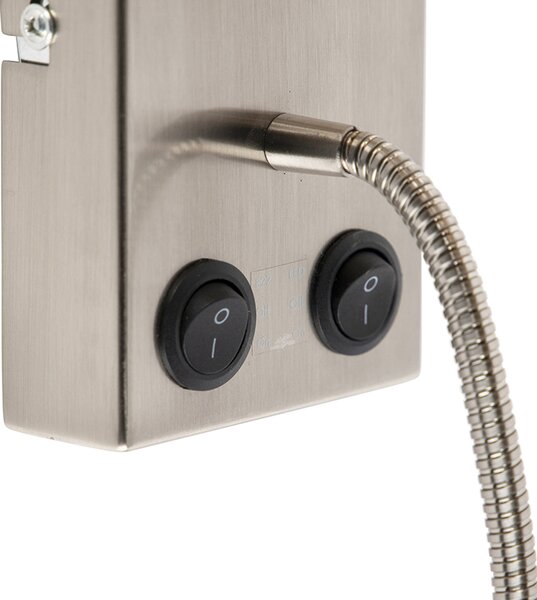 Applique moderna in acciaio con paralume in cotone grigio - Stacca