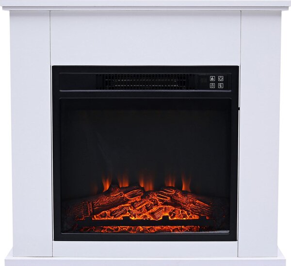 Caminetto elettrico a libera installazione 2kW in acciaio verniciato bianco con telecomando