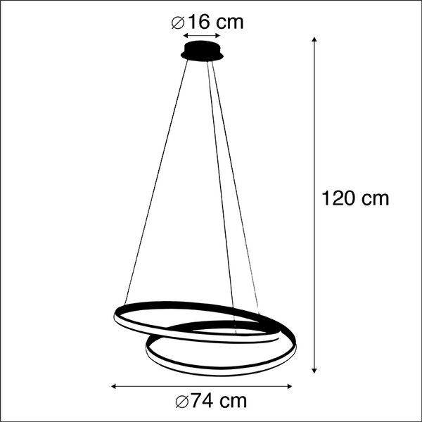 Lampada a sospensione moderna nera 74 cm con LED - Rowan