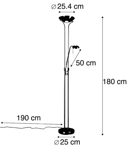 Lampada da terra dorata con lampada da lettura inclusa LED e dimmer - Diva 2