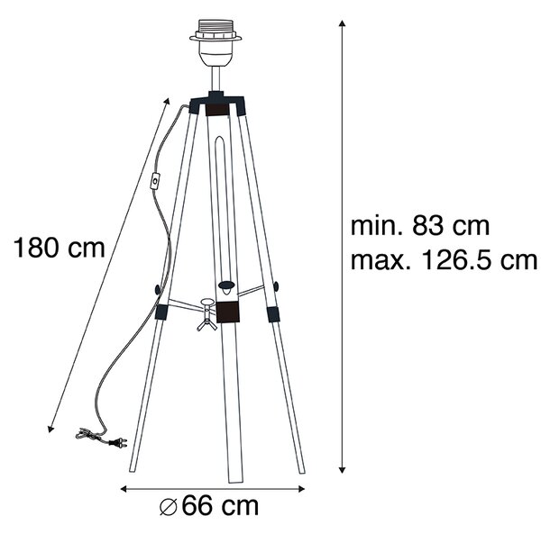 Lampada da terra nera senza paralume - Tripod