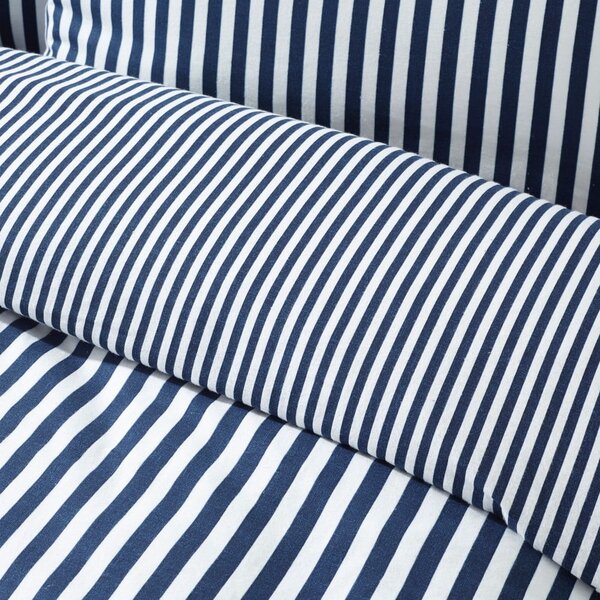 Set copripiumino e federa blu scuro in flanella per letto matrimoniale 200x200 cm Stripe – Catherine Lansfield