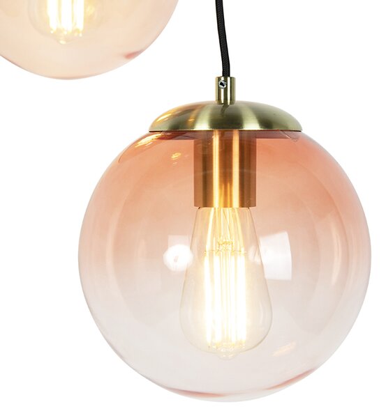 Lampada a sospensione Art Déco in ottone 45 cm 3 luci rosa - Pallon