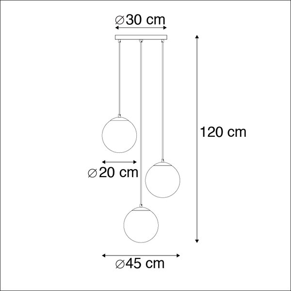 Lampada a sospensione Art Déco in ottone 45 cm 3 luci rosa - Pallon