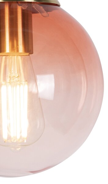 Lampada a sospensione Art Déco in ottone con vetro rosa 20 cm - Pallon