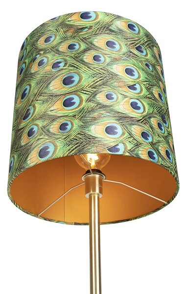 Lampada da terra in ottone con paralume pavone 40 cm - Simplo