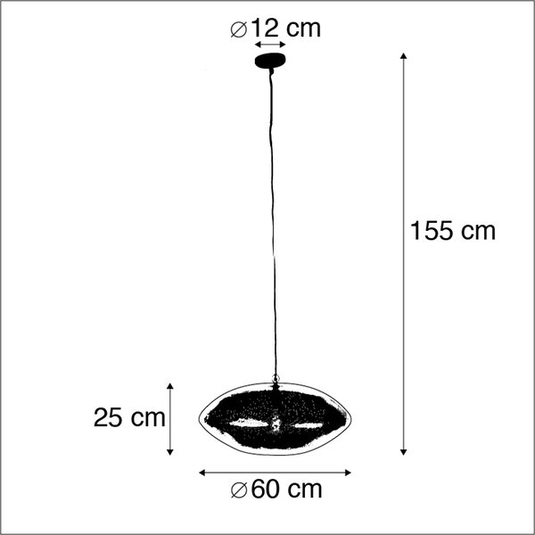 Lampada a sospensione orientale nera con oro 60 cm - Radiance