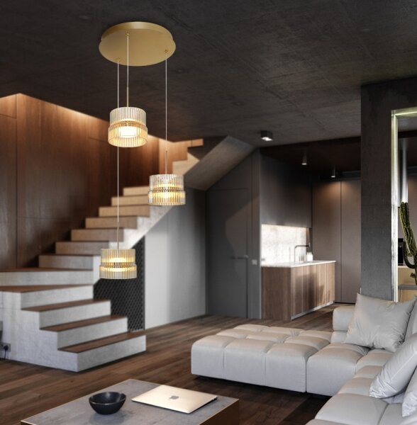 Lampadario LED a sospensione su cavo LUXE LED/34W/230V ottone