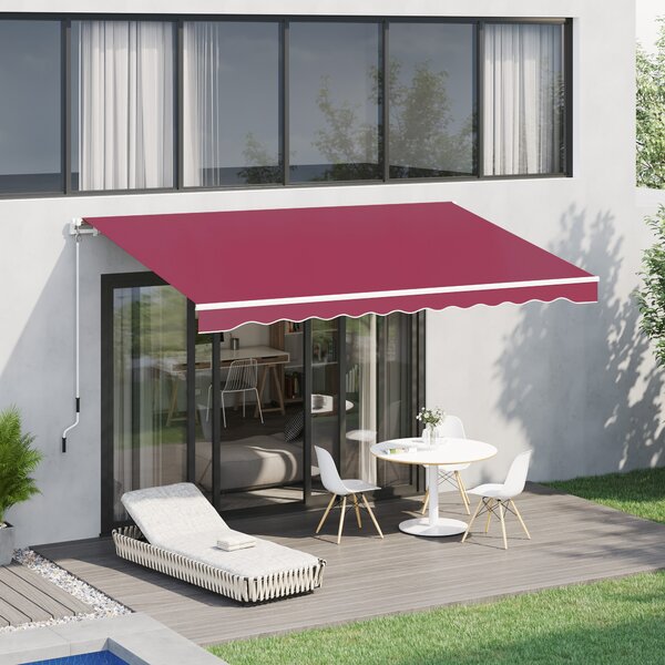 Outsunny Tenda da Sole Avvolgibile a Caduta Manuale per Porte e Finestre, in Alluminio e Poliestere Anti-UV, 295x245cm, Rosso Scuro | Aosom Italy