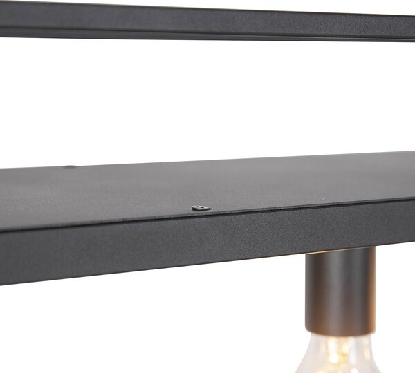 Lampada a sospensione industriale nera con rack a 4 luci - Cage Rack