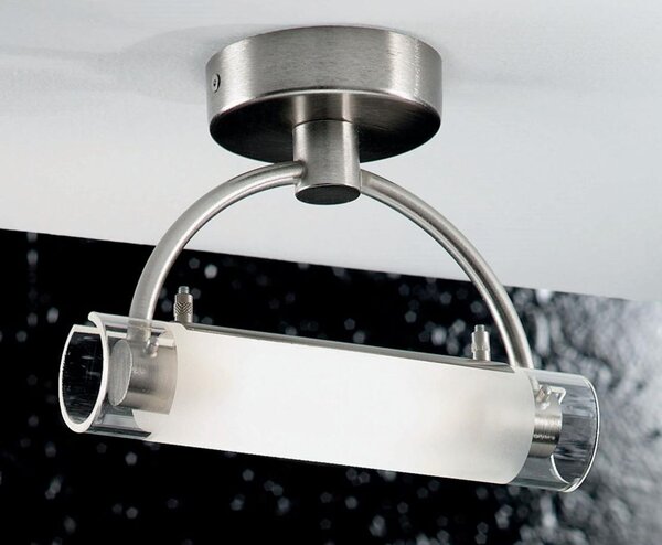 ARCHETTO APPLIQUE IN METALLO CROMATO E VETRO SABBIATO CON ATTACCO R7S 78MM ALOGENO