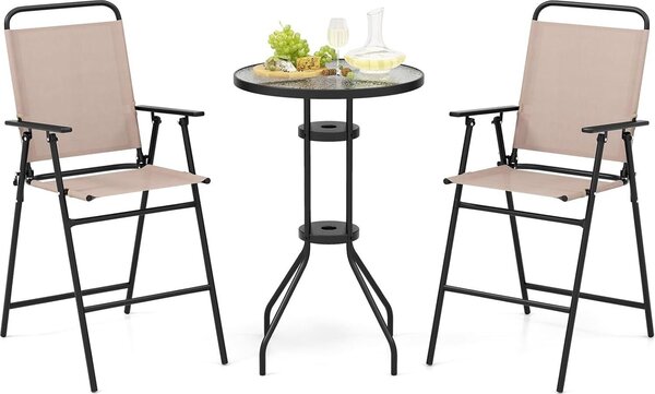 Set da bistrot KOMFOTTEU per il giardino con (ombrellone), tavolo con foro per ombrellone e 2 sedie pieghevoli, tavolo e sedie da giardino, (senza ombrellone)