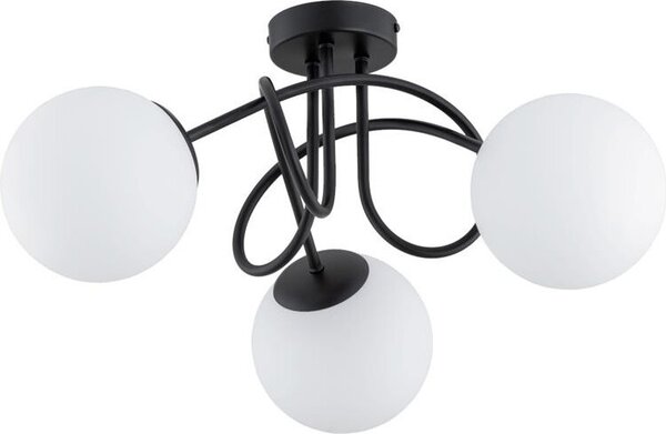 Lampada da soffitto classica nera con 3 sfere bianche BANKO 3xE14 10W ALF62364 Alfa