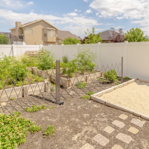 Outsunny Recinzione per cancello a forbice barriera a forbice estensibile 35-300 cm giardino alluminio marrone H103,5 cm