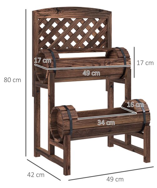 Outsunny Fioriera da Esterno a 2 Livelli con Fori di Drenaggio e Griglia, in Legno di Abete, 42x49x80 cm, Marrone|Aosom