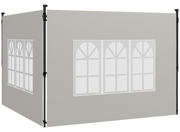 Outsunny Set 2 Pareti Laterali per Gazebo 3x3 m e 3x6m con Finestre, in PE e Plastica, 293x193 cm, Bianco|Aosom