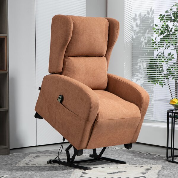 HOMCOM Poltrona Relax Alzapersona in Velluto con Schienale Reclinabile a 160° con Telecomando, Marrone Scuro