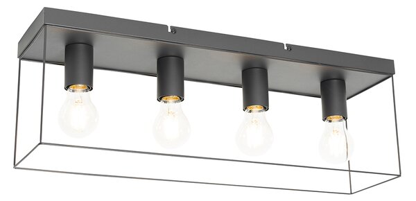 Minimalistische plafondlamp zwart 4-lichts - Kodi