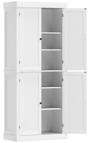 HOMCOM Mobile Cucina Alto con 6 Ripiani Regolabili e 2 Ante in Legno, 76x40.5x184 cm, Bianco