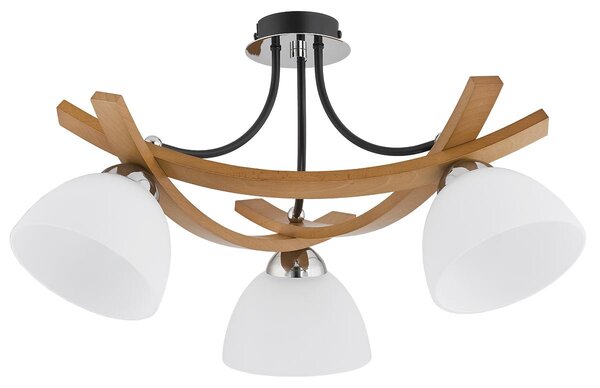 Lampada da soffitto JONA bianco-nero-cromata 3xE27x15W in legno, dimensioni: 30x44x44 cm, IP20, Alfa