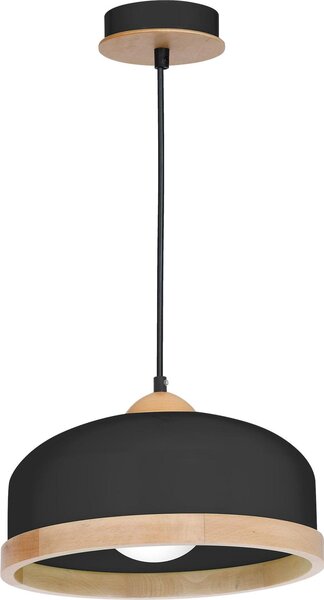 Lampada a sospensione STUDIO nera-legno chiaro 1xE27x60W in alluminio, dimensioni: 90x32x32 cm, IP20, Milagro