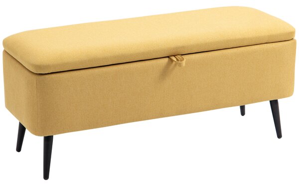 HOMCOM Panca Fondo Letto con Spazio Contenitore e Rivestimento in Poliestere Giallo, 101x38.5x44.5 cm | Aosom Italy