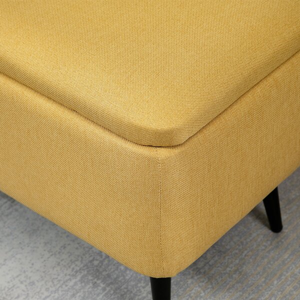 HOMCOM Panca Fondo Letto con Spazio Contenitore e Rivestimento in Poliestere Giallo, 101x38.5x44.5 cm | Aosom Italy