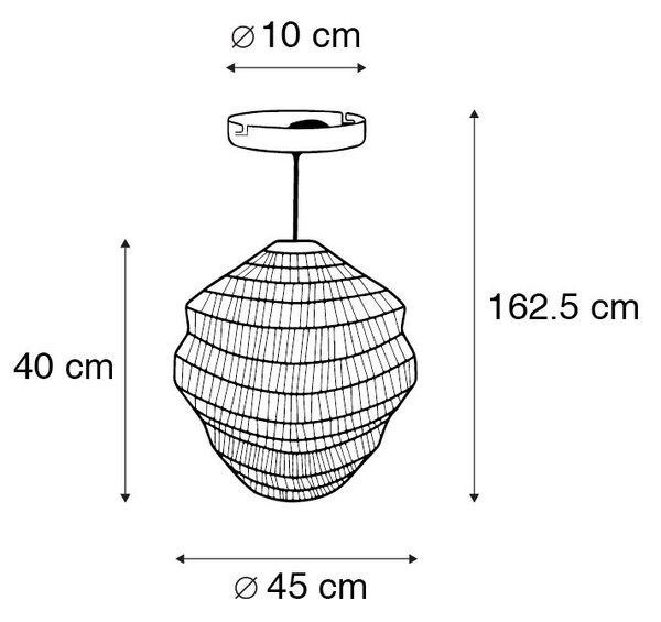 Lampada a sospensione orientale nera 45 cm x 40 cm - Vadi