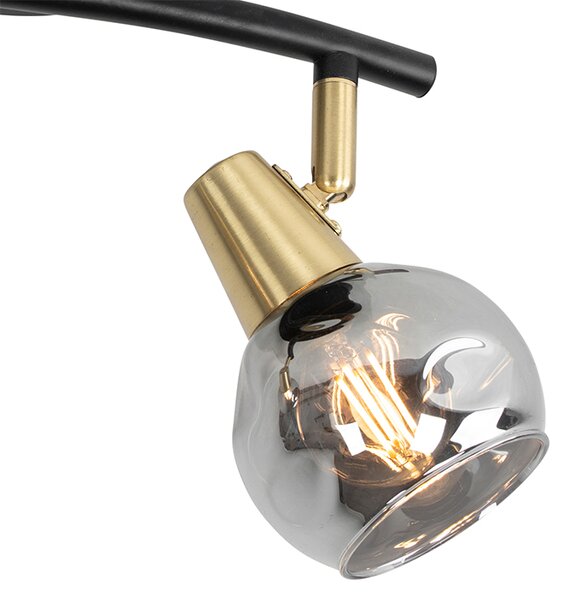 Plafoniera Art Déco vetro fumé nero con ottone 2 luci - VIDRO