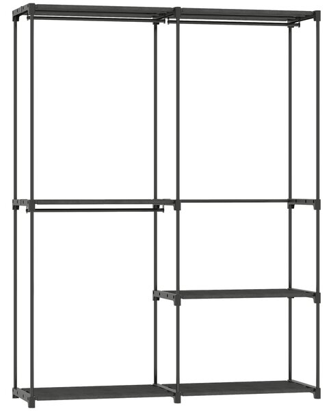 HOMCOM Armadio Guardaroba con 2 Aste e 4 Ripiani, in Tessuto non Tessuto, Plastica e Acciaio, 142x43x185 cm, Nero | Aosom Italy