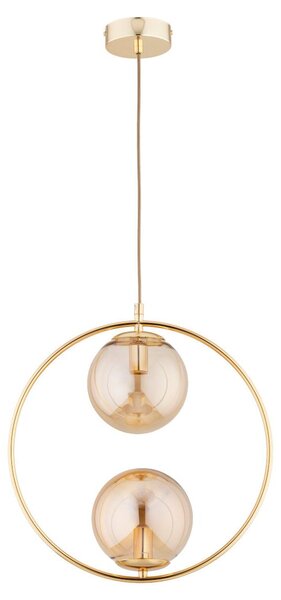 Lampada a sospensione ADINO oro-ambra 2xE14x10W in metallo, dimensioni: 85x15x38,5 cm, IP20, Alfa