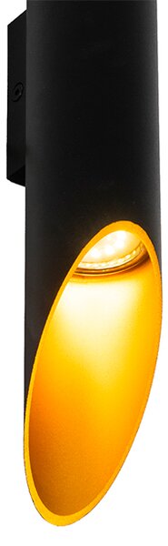 Applique da parete moderna nera con interno dorato 5,6 cm - Organo
