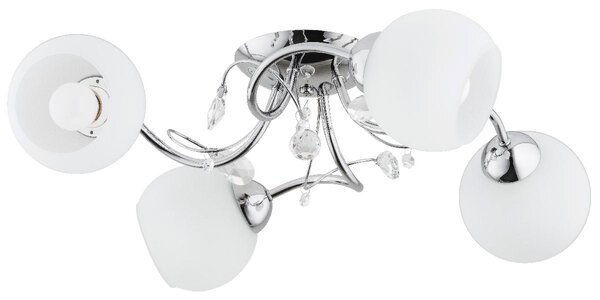 Lampada da soffitto LIVIA cromata bianca 4xE27x15W in vetro, dimensioni: 20x50x50 cm, IP20, Alfa