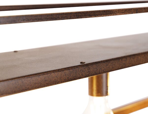 Lampada a sospensione industriale ruggine con mensola 4 luci - Cage Rack