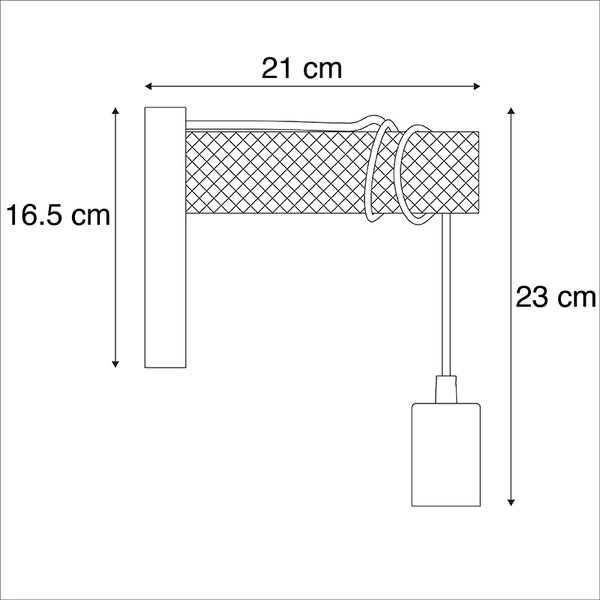 Lampada da parete industriale smart nera con legno incl. WiFi G95 - Gallow
