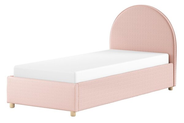 Letto singolo imbottito rosa con contenitore con rete inclusa 90x200 cm Moon – Vipack