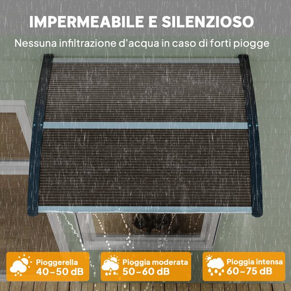 Outsunny Pensilina da Esterni Impermeabile e Anti-UV, in PC, PP e Alluminio, 75x100x23 cm, Marrone e Nero | Aosom Italy