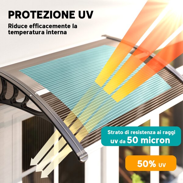 Outsunny Pensilina da Esterni Impermeabile e Anti-UV, in PC, PP e Alluminio, 75x100x23 cm, Marrone e Nero | Aosom Italy