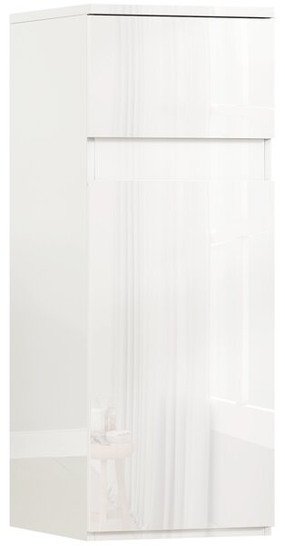 HOMCOM Mobiletto Bagno Sospeso con Cassetto, Anta Lucida e Ripiano in Vetro Regolabile, Bianco | Aosom Italy