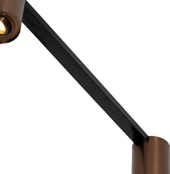 Sistema a binario monofase con 5 faretti bronzo scuro e nero - Rondoo Up
