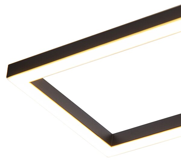 Plafoniera allungata nera con dimmer a 3 livelli - Plazas Novo