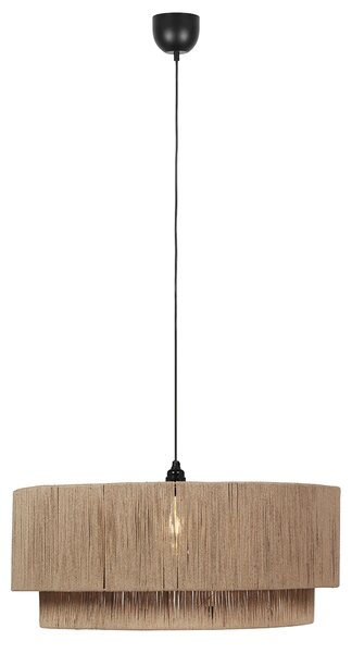 Lampada a sospensione Japandi nera con corda marrone 60cm - Smilla