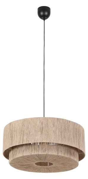 Lampada a sospensione Japandi nera con corda marrone 60cm - Smilla
