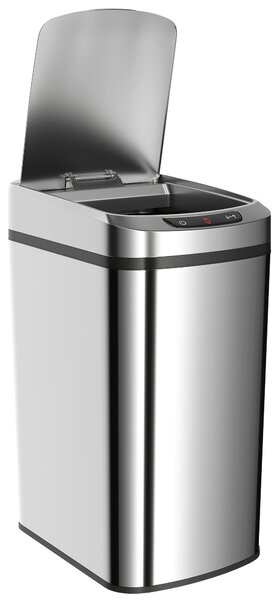 HOMCOM Cestino Rifiuti da 12L a Infrarossi con Secchio Rimovibile, in Acciaio Inox, ABS e PP, 28x22x41 cm, Argento | Aosom Italy