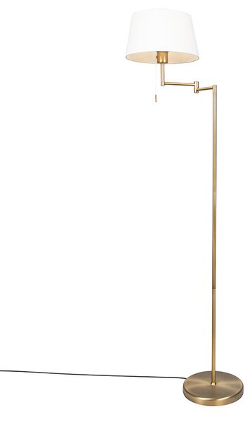 Lampada da terra classica in bronzo con paralume bianco regolabile - Ladas Fix