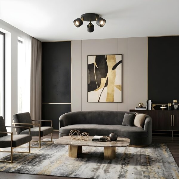 Faretto PARKLA 3xE27/15W/230V nero/oro