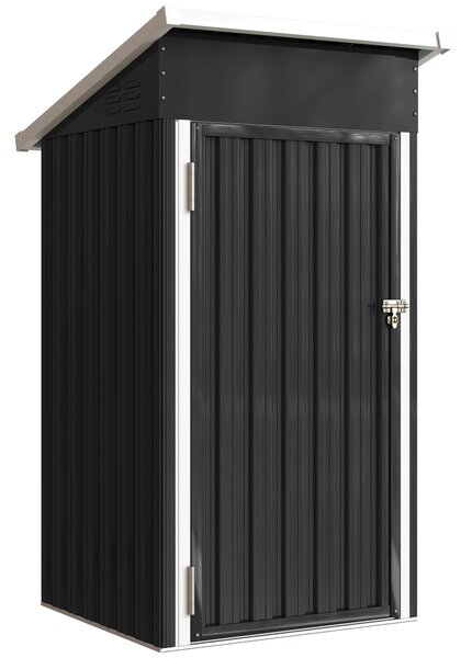 Outsunny Casetta da Giardino in Acciaio con Prese d'Aria e Porta Bloccabile, 107.5x91x185 cm, Grigio Scuro | Aosom Italy