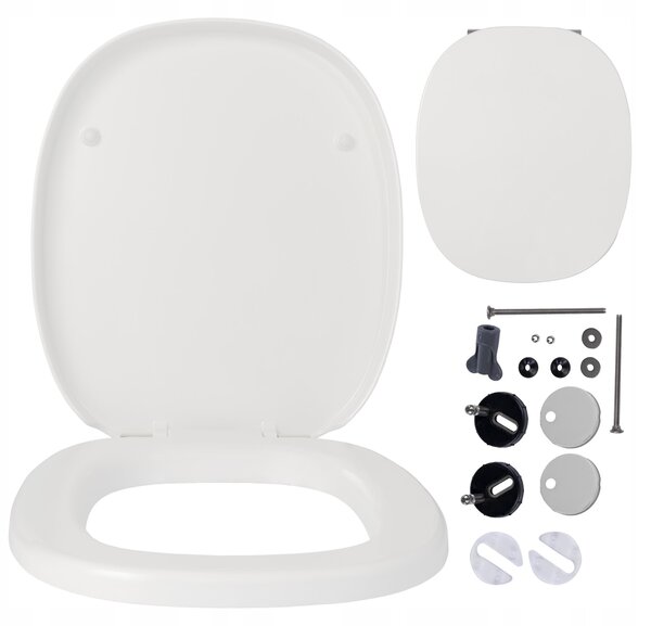 Sedile WC - Sedile per WC - per Cersanit Facile - Bianco - 44,1 cm x 36,4 cm - Antibatterico - Chiusura rallentata - Coperchio per WC