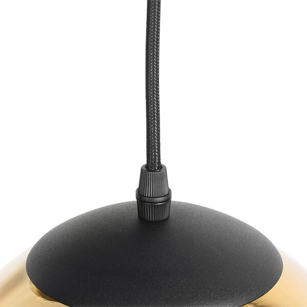 Lampada a sospensione smart nera con vetro oro 7 luci incluse 7 Wifi A60 - Pallon